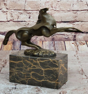 Abstract Modern Contemporary Horse Figurine Bronze Sculpture on Marble Base