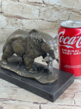 Load image into Gallery viewer, Bronze Grizzly Bear Hunting Fish River Sculpture Art Figurine Marble Base Figure

