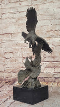 Load image into Gallery viewer, Two American Bald Eagles Fighting Bronze Sculpture Statue Decor Signed Original Art
