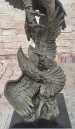 Two American Bald Eagles Fighting Bronze Sculpture Statue Decor Signed Original Art