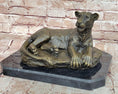 Load image into Gallery viewer, Art Deco Large Female African Wildlife Lion Bronze Sculpture Marble Statue Decor - Southlake Paws
