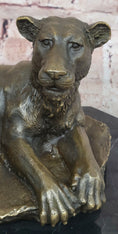 Load image into Gallery viewer, Art Deco Large Female African Wildlife Lion Bronze Sculpture Marble Statue Decor - Southlake Paws
