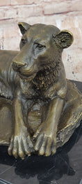 Load image into Gallery viewer, Art Deco Large Female African Wildlife Lion Bronze Sculpture Marble Statue Decor - Southlake Paws
