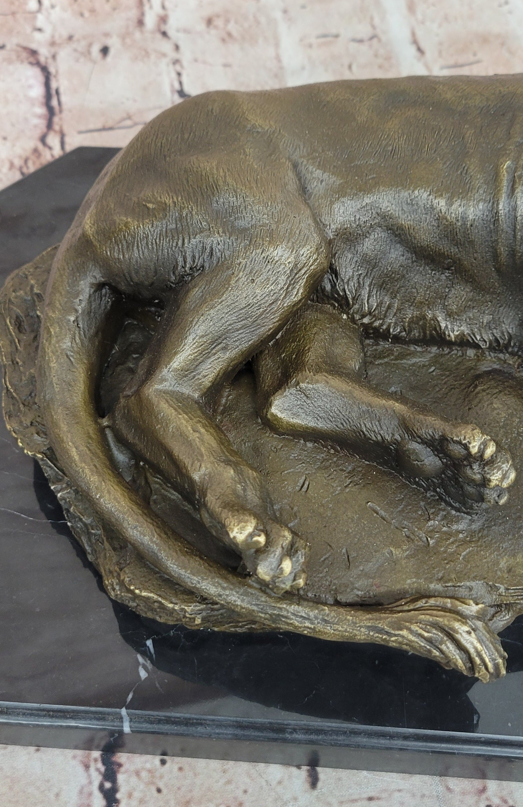 Art Deco Large Female African Wildlife Lion Bronze Sculpture Marble Statue Decor - Southlake Paws