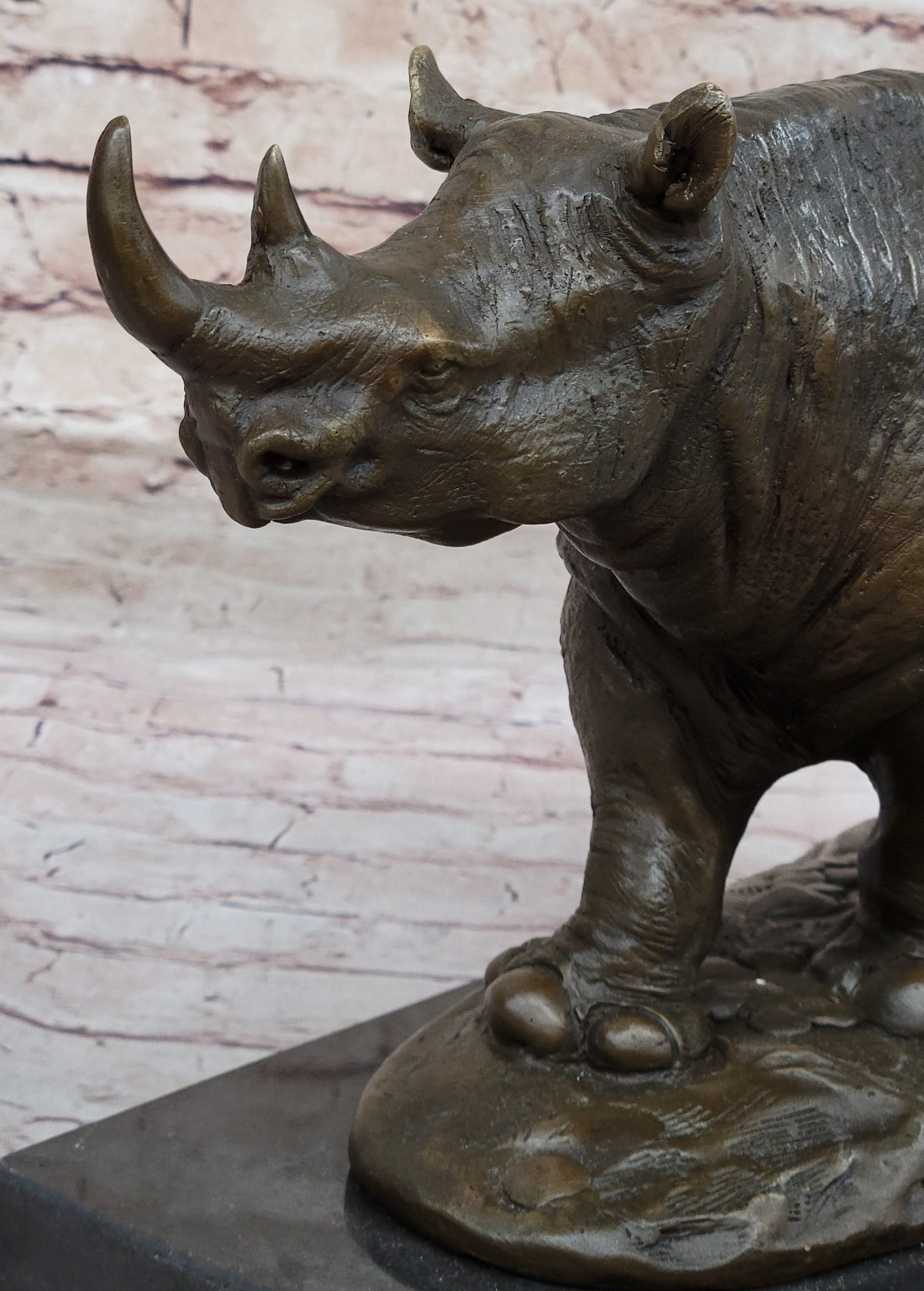 Rhinoceros Rhino Safari Wildlife Bronze Sculpture Statue Original Signed Art