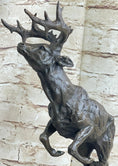 Load image into Gallery viewer, Elk Deer Caribou Stag Buck Jumping Bronze Statue Sculpture on Marble Base
