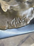Load image into Gallery viewer, Elk Deer Caribou Stag Buck Jumping Bronze Statue Sculpture on Marble Base
