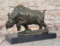 Load image into Gallery viewer, Hot Cast Bronze Rhinoceros Rhino Sculpture Statue Figure on Marble Base

