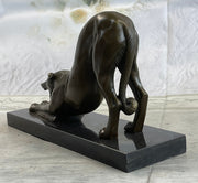 Greyhound or Saluki Racing Dog Bronze Statue Sculpture Figure on Marble Base 6