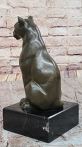 Load image into Gallery viewer, Panther Puma Cougar Cat Bronze Sculpture Statue Figure on Marble Base

