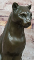 Load image into Gallery viewer, Panther Puma Cougar Cat Bronze Sculpture Statue Figure on Marble Base
