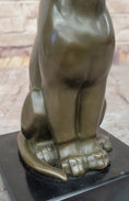 Load image into Gallery viewer, Panther Puma Cougar Cat Bronze Sculpture Statue Figure on Marble Base
