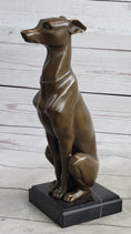 Load image into Gallery viewer, Greyhound Guardian Dog Bronze Metal Statue Sculpture Signed on Marble Base
