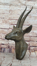 Load image into Gallery viewer, Graceful Gazelle Bronze Sculpture Bust with Intricate Details - Wall Mounted
