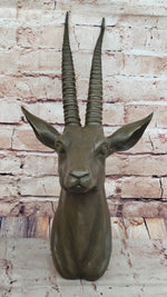 Graceful Gazelle Bronze Sculpture Bust with Intricate Details - Wall Mounted