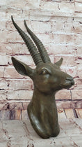 Load image into Gallery viewer, Graceful Gazelle Bronze Sculpture Bust with Intricate Details - Wall Mounted
