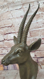 Graceful Gazelle Bronze Sculpture Bust with Intricate Details - Wall Mounted