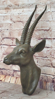 Graceful Gazelle Bronze Sculpture Bust with Intricate Details - Wall Mounted