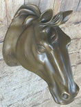 Load image into Gallery viewer, Signed Original Thomas Wall Mount Horse Head Bust Bronze Sculpture Art Deco Sale
