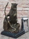 Load image into Gallery viewer, Bear Standing on Boulder Bronze Metal Statue Sculpture Figure on Marble Base - Southlake Paws
