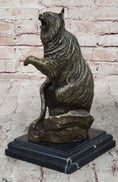 Load image into Gallery viewer, Bear Standing on Boulder Bronze Metal Statue Sculpture Figure on Marble Base - Southlake Paws
