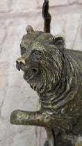 Load image into Gallery viewer, Bear Standing on Boulder Bronze Metal Statue Sculpture Figure on Marble Base - Southlake Paws
