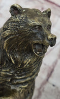 Load image into Gallery viewer, Bear Standing on Boulder Bronze Metal Statue Sculpture Figure on Marble Base - Southlake Paws
