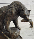 Load image into Gallery viewer, Bear with Fish in Mouth Bronze Metal Sculpture Statue Wildlife Decor Art Marble Base

