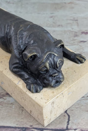 Art Deco English Bulldog Dog 100% Solid Bronze Sculpture Statue Home Decor
