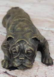 Hot Cast Bronze Bulldog Cute Puppy Pet Original Art Collectible Dog Art
