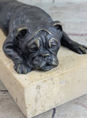 Art Deco English Bulldog Dog 100% Solid Bronze Sculpture Statue Home Decor
