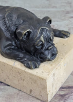 Art Deco English Bulldog Dog 100% Solid Bronze Sculpture Statue Home Decor