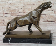 Henry Moore Modern Art Abstract Jaguar Panther Cougar Lion Bronze Sculpture