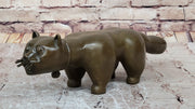 Handcrafted Large Botero Cat Gato Feline Animal Bronze Sculpture Figurine Figure