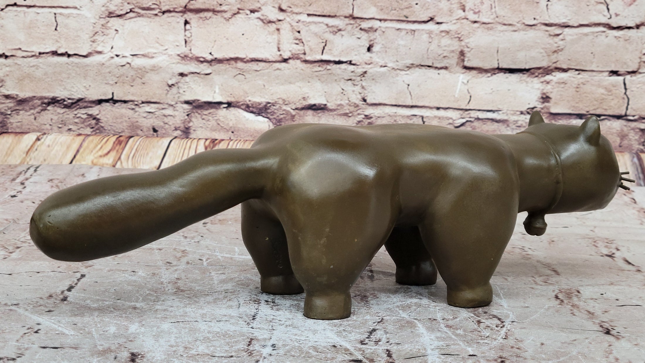 Handcrafted Large Botero Cat Gato Feline Animal Bronze Sculpture Figurine Figure