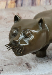 Handcrafted Large Botero Cat Gato Feline Animal Bronze Sculpture Figurine Figure