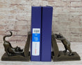 Load image into Gallery viewer, Playful Bronze Cat Bookends – Whimsical Feline Library Décor Signed Original Art
