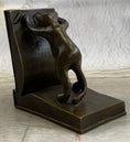 Load image into Gallery viewer, Bronze Metal Cat Kitten Bookends Signed Original Collectible 6" x 6"
