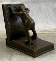 Bronze Metal Cat Kitten Bookends Signed Original Collectible 6