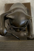 Load image into Gallery viewer, Bronze Metal Cat Kitten Bookends Signed Original Collectible 6" x 6"
