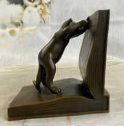 Bronze Metal Cat Kitten Bookends Signed Original Collectible 6