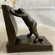 Bronze Metal Cat Kitten Bookends Signed Original Collectible 6