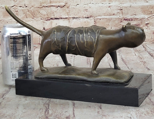 Fernando Botero Skinny Cat Bronze Abstract Modern Art Sculpture Statue Decor 7" x 11"