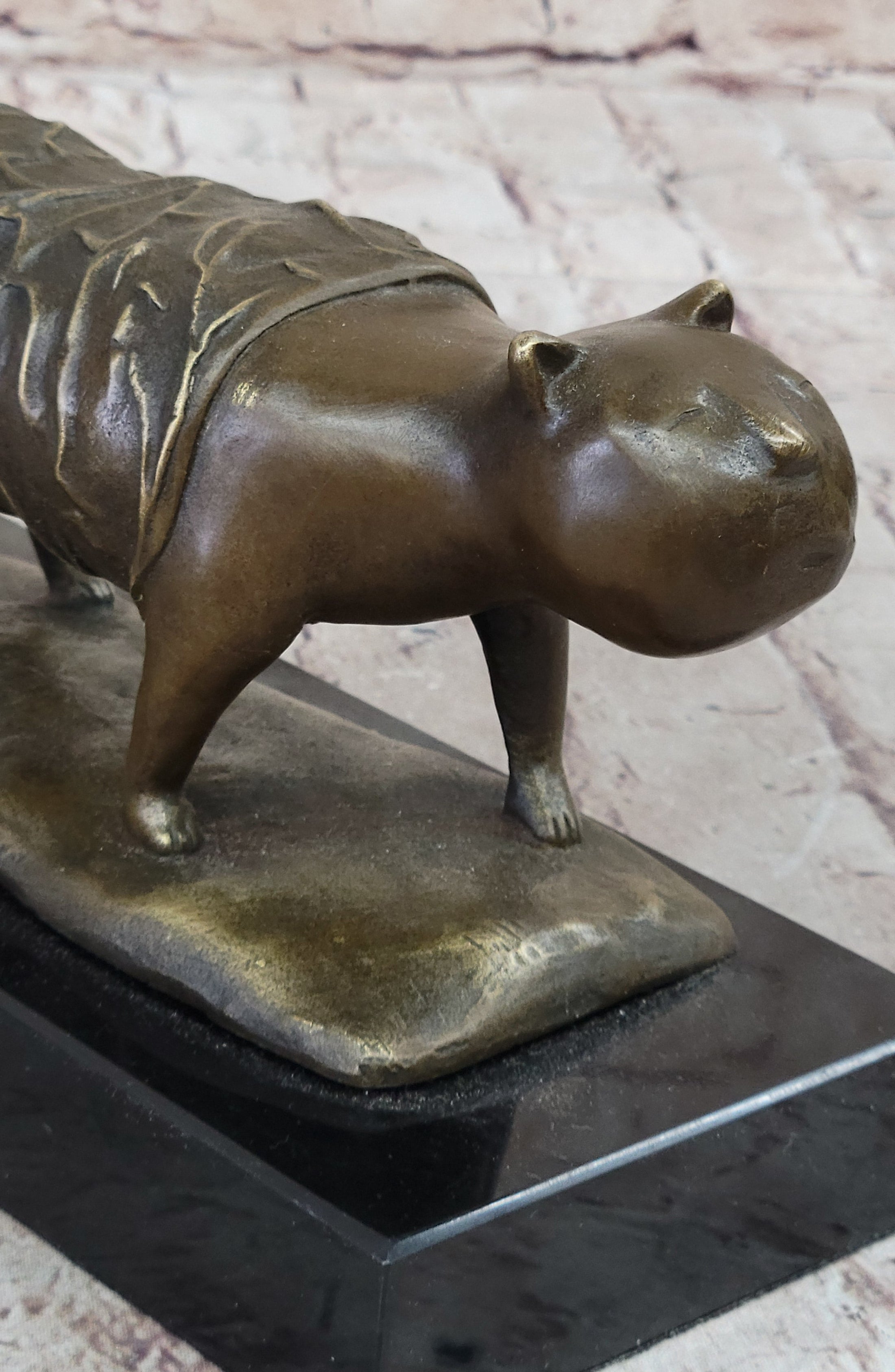 Fernando Botero Skinny Cat Bronze Abstract Modern Art Sculpture Statue Decor 7" x 11"