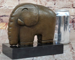 Abstract Modern Elephant Bronze Sculpture Statue Dali Art on Marble Base
