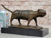 Bronze Metal Cat Sculpture Statue Figure on Marble Base after Fernando Botero