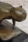 Load image into Gallery viewer, Bronze Metal Cat Sculpture Statue Figure on Marble Base after Fernando Botero
