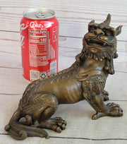 Folk Chinese Bronze Evil Talisman Guardian Door Lion Fu Foo Dog Statue Sale Gift