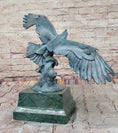 Load image into Gallery viewer, American Bald Eagle Wings Spread Green Bronze Sculpture Statue on Marble Base
