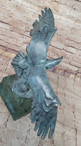 Load image into Gallery viewer, American Bald Eagle Wings Spread Green Bronze Sculpture Statue on Marble Base
